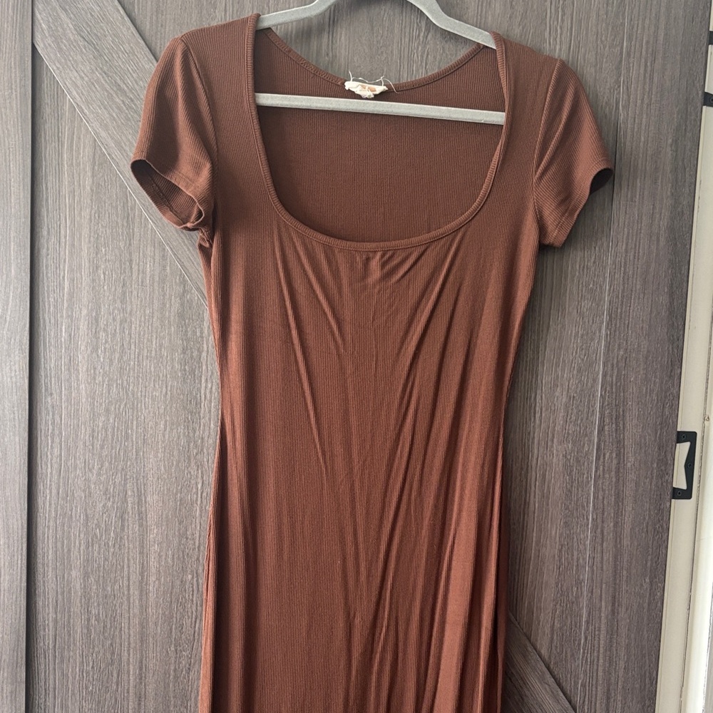 Brown Bodycon Slit Dress
